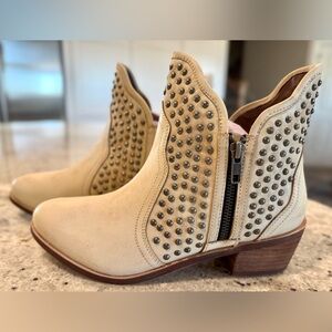 Naughty Monkey Cream Studded Ankle Boots NEW